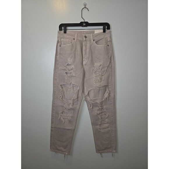 American Eagle Outfitters Denim - American Eagle Mom Jeans Womens‎ 6 28w Grey Straight Distressed Stretch New